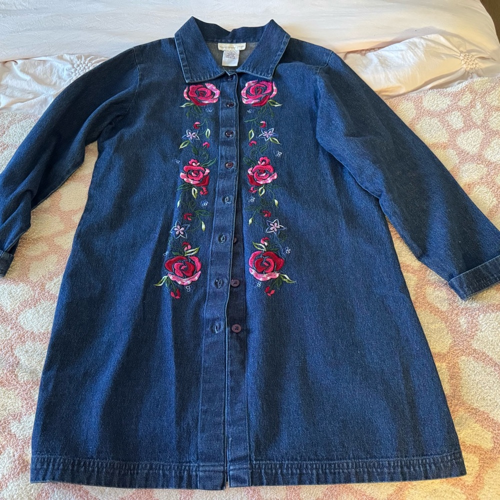Susan Graver Blue Denim Shirt Dress jacket size M like new